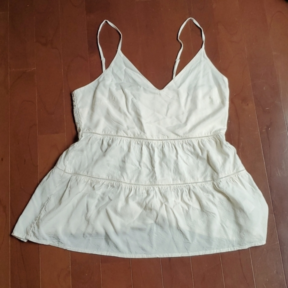 Old Navy Cream V-neck Cami with Crochet Detailing